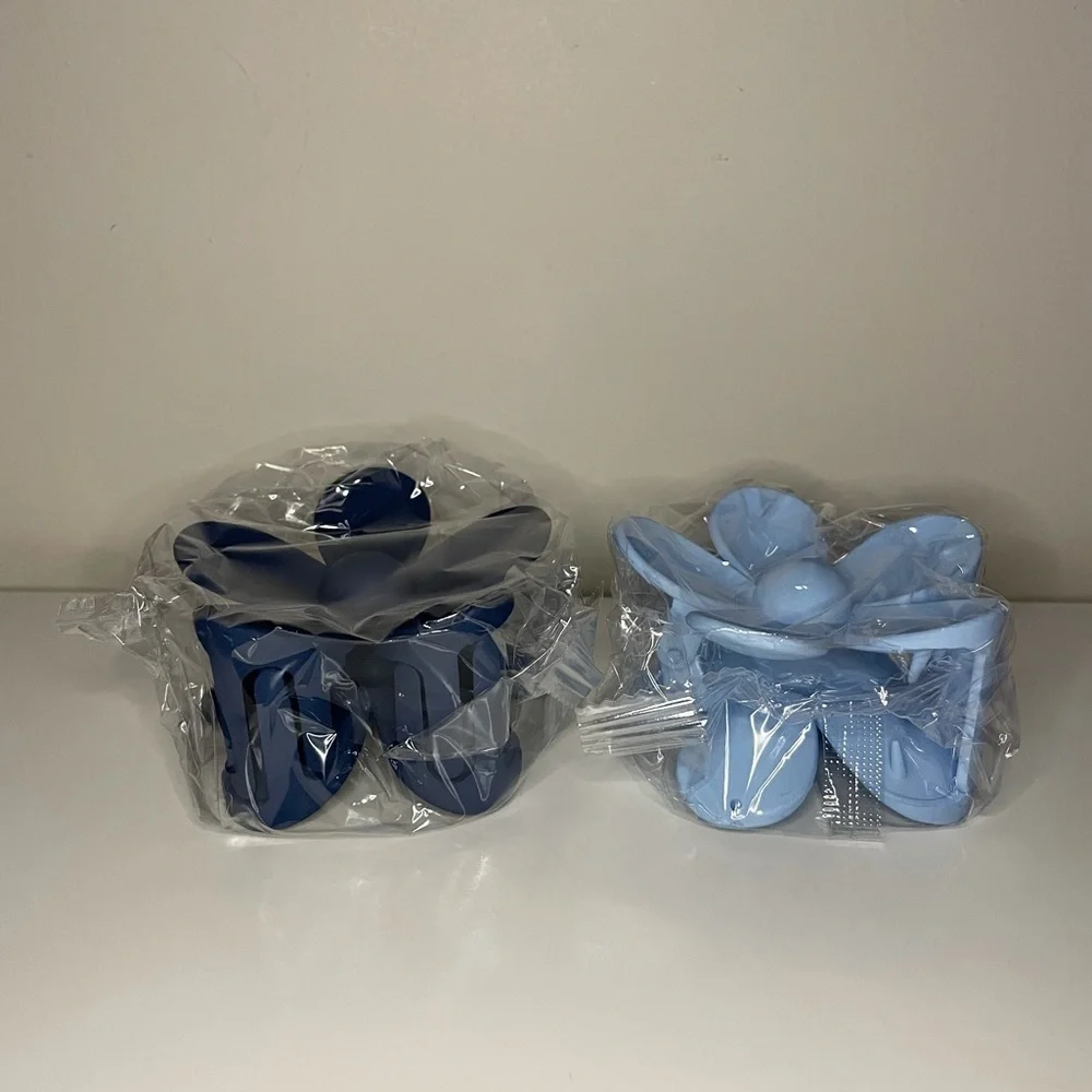 Large Flower Hair Accessories Claw Hair Clips Set of 2 Navy Blue & Baby Blue